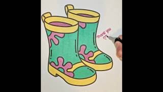 🌧️Rain Boots ASMR  Relaxing Coloring Session coloring asmr2024 relaxing satisfying art rain [upl. by Garlanda]