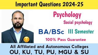 Social Psychology Important Questions 202425 BA III Semester 3rd Sem Imp OU KU TU PU SU MGU [upl. by Aratahs]