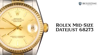 Mid Size Rolex TwoTone Datejust Watch Gold Dial 68273 w Box and Papers [upl. by Okomot]