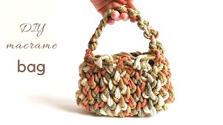 DIY Multicolored macrame bag tutorial small purse with handles step by step pattern new design [upl. by Bor]