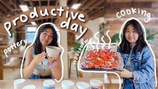 Living Alone Productive amp Fun Day 🏙🎨 cooking pottery hanging w friends  JENerationDIY [upl. by Ecirtael]