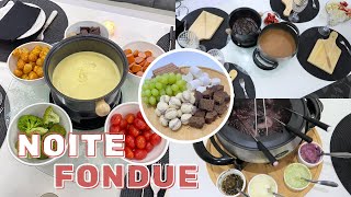 NOITE DE FONDUE EM CASA QUEIJO CARNE DOCE DE LEITE E CHOCOLATE [upl. by Enyawad]