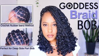 Toyotress Goddess Braid Bob Illusion Crochet Rubber band Method for Deep Side Part Bob [upl. by Ariajay]