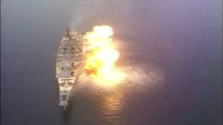 American Battleship New Jersey USS IOWA Class Battle ship 16inch guns firing [upl. by Nirrep498]