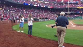 Angie Johnson sings quotGod Bless Americaquot at Busch Stadium Cardinals vs Pirates game Aug 14 2013 [upl. by Meurer96]