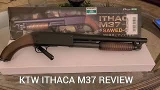 KTW ITHACA M37 SAWED OFF Airsoft Shotgun Review [upl. by Anilrats]