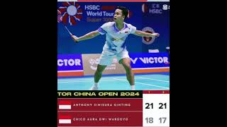 Kalakan Chiko Ginting ke r16 China Open 2024 [upl. by Alrick270]