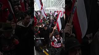 Tens of thousands of marchers crowded the streets in New Zealands capital Wellington on Tuesday [upl. by Danette]