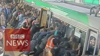 Train rescue Passengers tilt train to free trapped man in Australia  BBC News [upl. by Allisan]