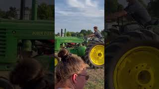 John Deere Model A Pulling pulling johndeere tractor fair farming 2cylinder summer farmall [upl. by Soulier]