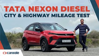 Tata Nexon Mileage Test  Diesel MT variant City amp Highway Run  CarWale [upl. by Akcemat]