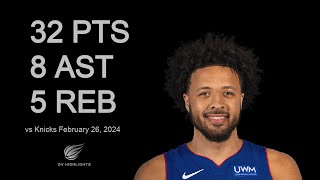 Cade Cunningham 32 pts 8 ast 5 reb vs Knicks  February 26 2024 [upl. by Margreta]