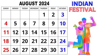 Calendar August 2024  August Calendar 2024 with Holidays  August 2024 Calendar  2024 Calendar [upl. by Okechuku474]