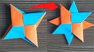 How To Make A Paper Double Ninja Star  Easy Origami [upl. by Orabelle]