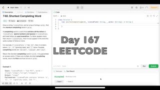 Day 167 LeetCode Problem 748 Shortest Completing Word  Swift [upl. by Idalia]