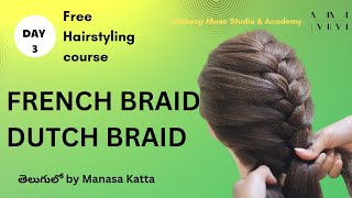 Day 3 of free hairstyling course  Hairstyle classes for free in telugu  ManasaKatta [upl. by Botnick]