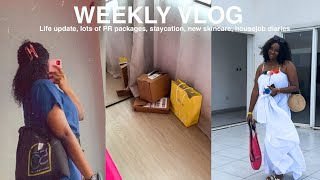 WEEKLY VLOG Life update  lots of PR packages  staycation  new skincare  housejob diaries [upl. by Alekehs]