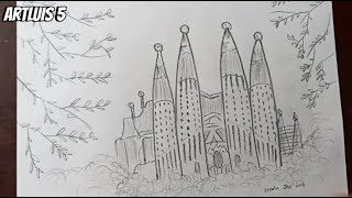 Cómo dibujar el Templo Expiatorio de la Sagrada Familia [upl. by Gabby]