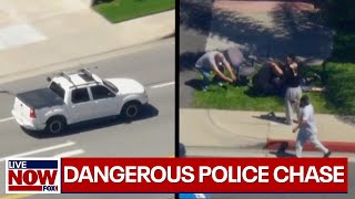 Dangerous police chase in LA Suspect taken down by group of bystanders  LiveNOW from FOX [upl. by Abell]