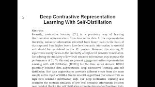 Deep Contrastive Representation Learning With Self Distillation [upl. by Oalsinatse]