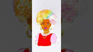 DIY glitter 4 colors girl Afro hairstyle easy kids art kids afro hairstyle colors [upl. by Rehtaeh581]