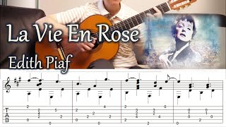 La Vie En Rose  Edith Piaf  Fingerstyle Guitar  TAB [upl. by Aniretac677]