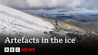 Melting ice reveals hidden Viking artefacts  BBC News [upl. by Cheke]