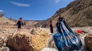 Powerful Rural Woman Washing Carpets in Natural Spring Water IRAN 2023 [upl. by Sirroned291]