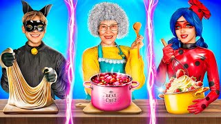 Grandma VS Ladybug VS Cat Noir Cooking Challenge Kitchen Hacks [upl. by Zoltai]