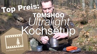 Ultralight Kochsetup von TOMSHOO  Spiritusbrenner  750ml Topf aus Titan  Toaks Alternative [upl. by Dixil]