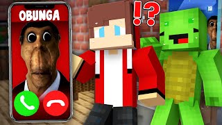 OBUNGA CALLING to JJ and Mikey at Night  in Minecraft Maizen [upl. by Yart]