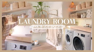 DIY LAUNDRY ROOM MAKEOVER  organization amp decor ideas for a small space [upl. by Nylareg895]