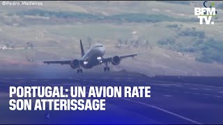 Au Portugal cet avion rate son atterrissage et laisse des flammes séchapper [upl. by Eanerb]