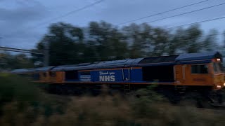 66731 and 66758 passing Wootton Bassett on Sunday 22nd September 2024 [upl. by Aisatsana]