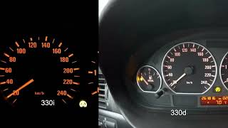 BMW E46 330i vs BMW E46 330d Acceleration Test [upl. by Wylde]