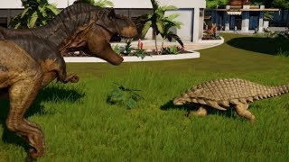 Nodosaurus Sauropelta amp TRex Breakout amp Fight Jurassic World Evolution 1080p 60FPS [upl. by Yedarb]