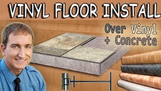 How to install vinyl sheet flooring over existing vinyl and concrete [upl. by Llenaj]