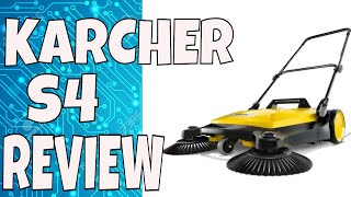 Karcher S 4 Twin WalkBehind Outdoor Hand Push Sweeper  Review amp Unboxing [upl. by Ebag]