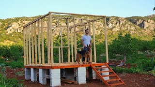 Building a Wooden House  Off Grid Log Cabin  Tniy House [upl. by Riorsson]