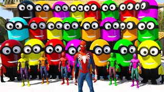 GTA 5 Epic Ragdolls RED SPIDER MAN VS RED MINION VS GREEN MINION Euphoria Physics amp Funny Fails [upl. by Edny]