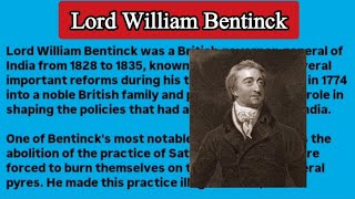 Essay on Lord William Bentinck  Lord William Bentinck Essay  Essay Writing [upl. by Lourie]