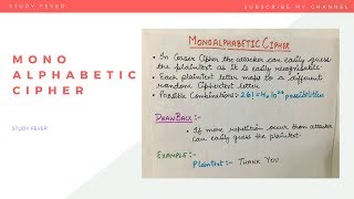 MONOALPHABETIC CIPHER WITH EXAMPLE SUBSTITUTION TECHNIQUE PART  1 [upl. by Ivanna]