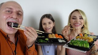 SUSHİ CHALLENGE  ÖDÜLLÜ Yılan Balıklı Sushi  Çiğ Karidesli Sushi vs [upl. by Kruter]