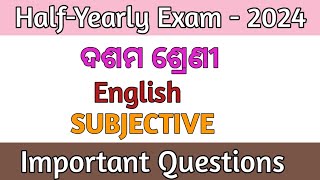 10th class Halfyearly English real subjective question 202410th half yearly English white question [upl. by Loresz]