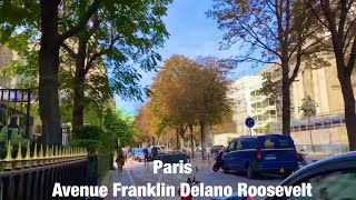 Paris city walks Avenue Franklin Delano Roosevelt Paris France 4K [upl. by Pamela]