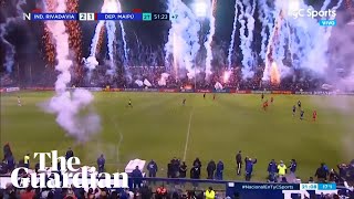 Fans set off barrage of fireworks in celebration before end of match in Argentina [upl. by Huberty]