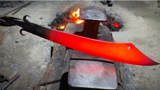 Knife Making  Forging a Super Sharp Machete Knife from Truck Spring leaf [upl. by Lydell671]