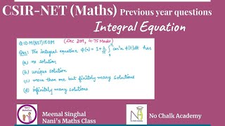 Integral Equation Fredholm Integral Equation Question UGC NET QIDMNETIE01M [upl. by Llemhar]