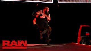 Roman Reigns Spears Braun Strowman off the stage Raw July 3 2017 [upl. by Navnod]