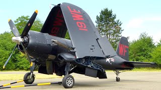 WW2 Vought F4U Corsair vs North American P51 Mustang Engines Cold Starting Up and Great Sound [upl. by Nos]